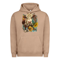 Pigment Burro Hereford heifer with sunflower and leopard Urban Hoodie - LillyAllenDesigns