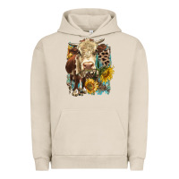 Pigment French Oak Hereford heifer with sunflower and leopard Urban Hoodie - LillyAllenDesigns