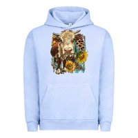 Hereford Heifer With Sunflower And Leopard Urban Hoodie | Teevron