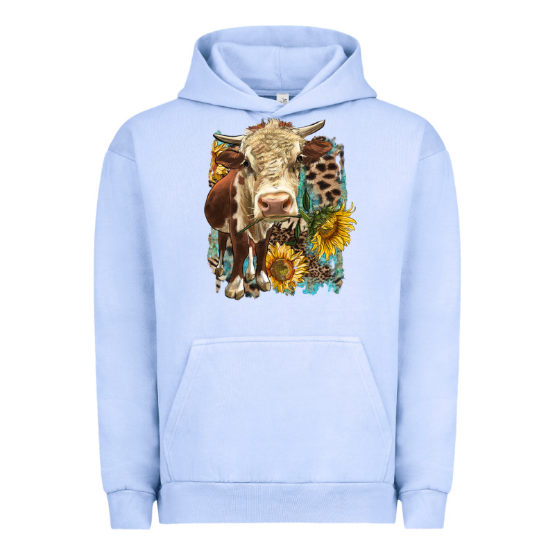 Hereford Heifer With Sunflower And Leopard Urban Hoodie by LillyAllenDesigns | Teevron