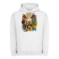Pigment Lunar Rock Hereford heifer with sunflower and leopard Urban Hoodie - LillyAllenDesigns