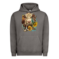 Pigment Tornado Hereford heifer with sunflower and leopard Urban Hoodie - LillyAllenDesigns