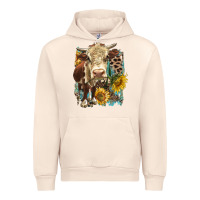Sandshell Hereford heifer with sunflower and leopard Urban Hoodie - LillyAllenDesigns