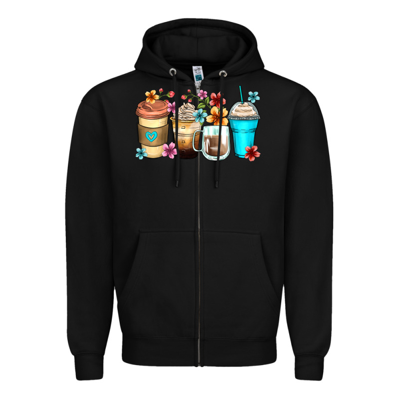 Flowers With Coffee Zipper Hoodie by Zillion Design Studio | Teevron
