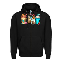 Black flowers with coffee Zipper Hoodie - Zillion Design Studio