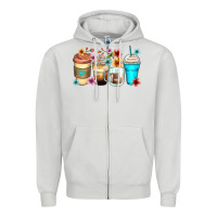 Dove Grey flowers with coffee Zipper Hoodie - Zillion Design Studio