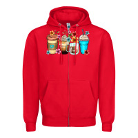 Red flowers with coffee Zipper Hoodie - Zillion Design Studio