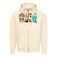 Sandshell flowers with coffee Zipper Hoodie - Zillion Design Studio