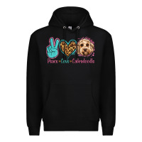 Black peace love labradoodle Premium Hoodie - Jasminsmagicworld