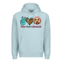 Blue Mist peace love labradoodle Premium Hoodie - Jasminsmagicworld