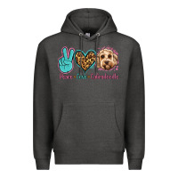 Charcoal Heather peace love labradoodle Premium Hoodie - Jasminsmagicworld