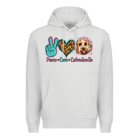 Dove Grey peace love labradoodle Premium Hoodie - Jasminsmagicworld