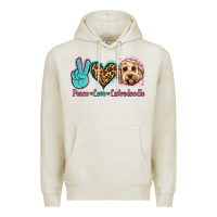 Oatmeal Heather peace love labradoodle Premium Hoodie - Jasminsmagicworld