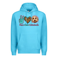 Ocean Blue peace love labradoodle Premium Hoodie - Jasminsmagicworld