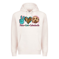 Pale Pink peace love labradoodle Premium Hoodie - Jasminsmagicworld