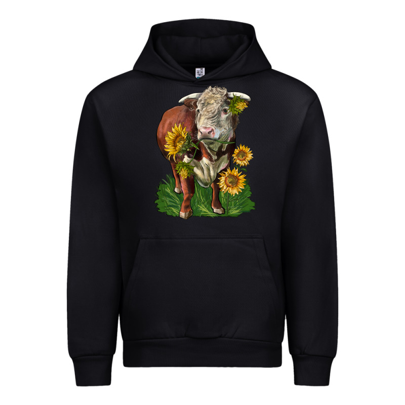 Hereford Bull With Sunflowers Urban Hoodie by LillyAllenDesigns | Teevron
