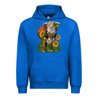 Cobalt hereford bull with sunflowers Urban Hoodie - LillyAllenDesigns