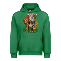 Emerald hereford bull with sunflowers Urban Hoodie - LillyAllenDesigns