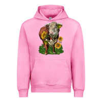 Fuchsia Pink hereford bull with sunflowers Urban Hoodie - LillyAllenDesigns
