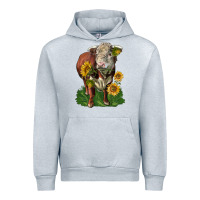 Heather Grey hereford bull with sunflowers Urban Hoodie - LillyAllenDesigns