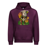 Mauve Wine hereford bull with sunflowers Urban Hoodie - LillyAllenDesigns