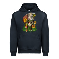 Navy hereford bull with sunflowers Urban Hoodie - LillyAllenDesigns