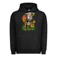 Pigment Black hereford bull with sunflowers Urban Hoodie - LillyAllenDesigns