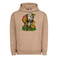 Pigment Burro hereford bull with sunflowers Urban Hoodie - LillyAllenDesigns