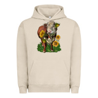 Pigment French Oak hereford bull with sunflowers Urban Hoodie - LillyAllenDesigns