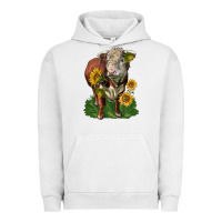 Pigment Lunar Rock hereford bull with sunflowers Urban Hoodie - LillyAllenDesigns