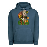 Pigment Midnight Navy hereford bull with sunflowers Urban Hoodie - LillyAllenDesigns