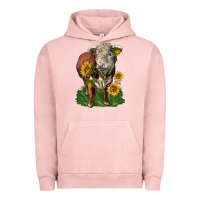 Pigment Salmon hereford bull with sunflowers Urban Hoodie - LillyAllenDesigns