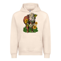 Sandshell hereford bull with sunflowers Urban Hoodie - LillyAllenDesigns