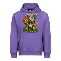 Tulip hereford bull with sunflowers Urban Hoodie - LillyAllenDesigns