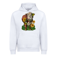 White hereford bull with sunflowers Urban Hoodie - LillyAllenDesigns