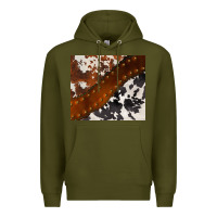 Army Green cowhide leather Premium Hoodie - BarkalooDesign