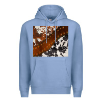 Colony Blue cowhide leather Premium Hoodie - BarkalooDesign