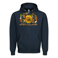 Navy With god all things are possible with sunflower Zipper Hoodie - texasbilliewilder