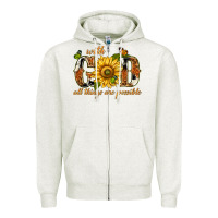 Oatmeal Heather With god all things are possible with sunflower Zipper Hoodie - texasbilliewilder