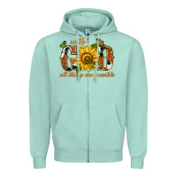 Seafoam With god all things are possible with sunflower Zipper Hoodie - texasbilliewilder