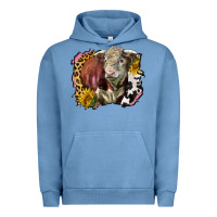 Pigment Pebble Blue hereford bull western background Urban Hoodie - LillyAllenDesigns