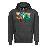 Charcoal Heather german shepherd dog coffee cups Zipper Hoodie - texasbilliewilder