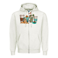 Oatmeal Heather german shepherd dog coffee cups Zipper Hoodie - texasbilliewilder