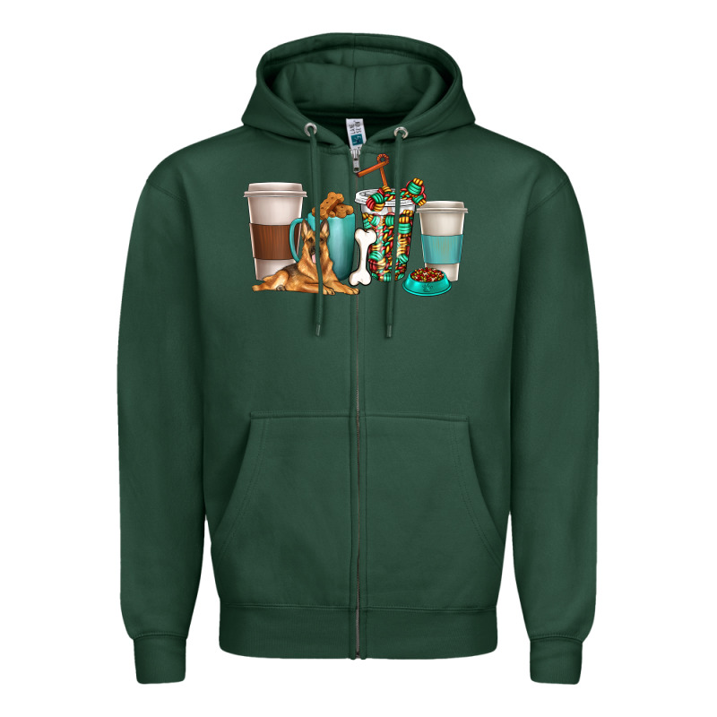 German Shepherd Dog Coffee Cups Zipper Hoodie by texasbilliewilder | Teevron