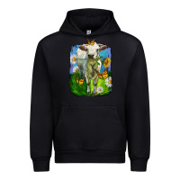 Black charolais heifer with sunflower and daisies Urban Hoodie - LillyAllenDesigns