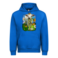Cobalt charolais heifer with sunflower and daisies Urban Hoodie - LillyAllenDesigns