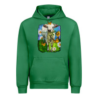 Emerald charolais heifer with sunflower and daisies Urban Hoodie - LillyAllenDesigns