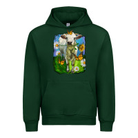 Forest Green charolais heifer with sunflower and daisies Urban Hoodie - LillyAllenDesigns