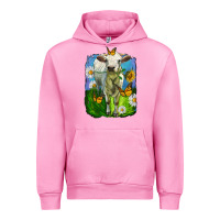 Fuchsia Pink charolais heifer with sunflower and daisies Urban Hoodie - LillyAllenDesigns