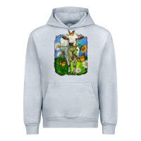 Heather Grey charolais heifer with sunflower and daisies Urban Hoodie - LillyAllenDesigns